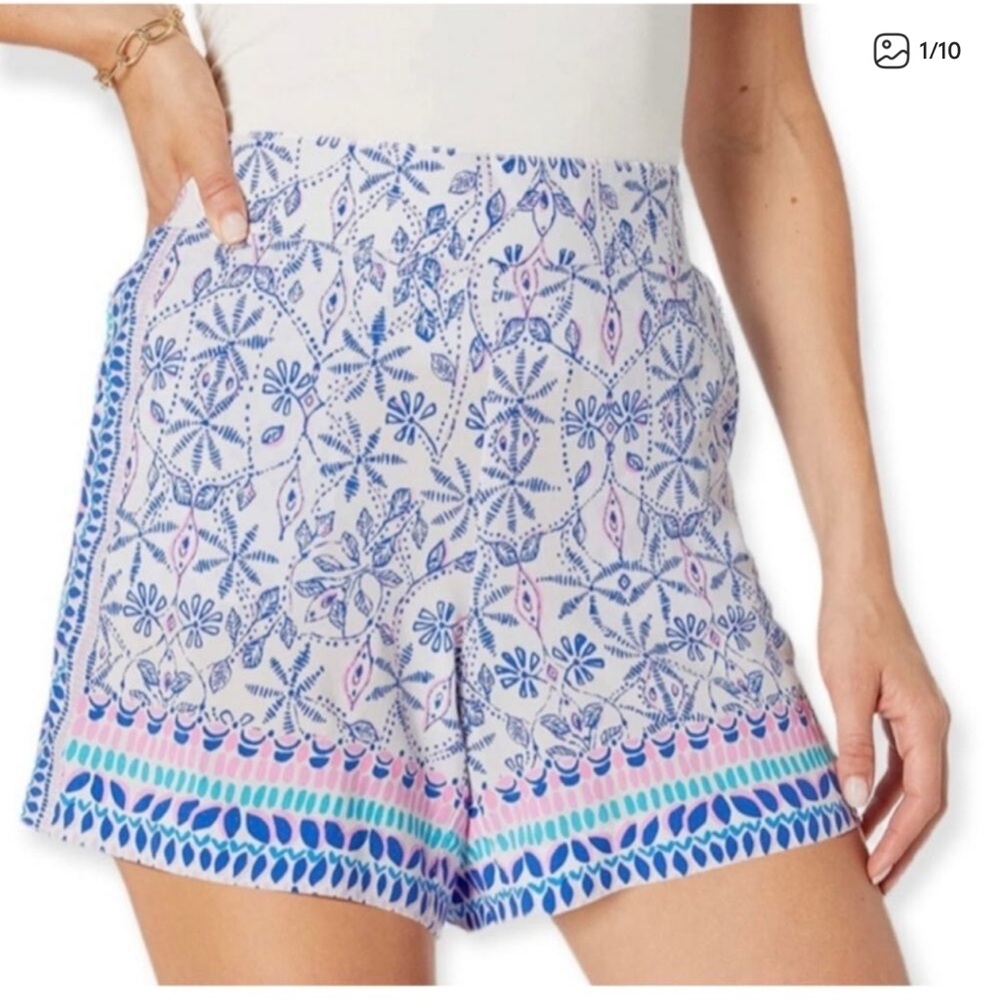 Lilly Pulitzer Neilah Shorts Resort White Time to Shine Engineered Size L
